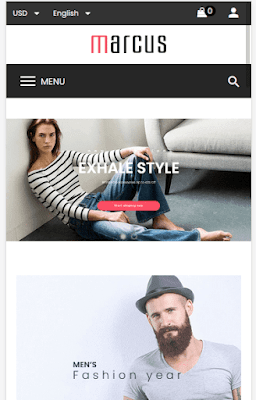 Marcus responsive Zen Cart theme mobile view