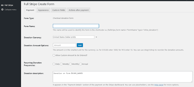 This is how the donation form looks like. You can set donation Currency, donation Amount Options, Recurring Donation Frequencies & Donation Description.