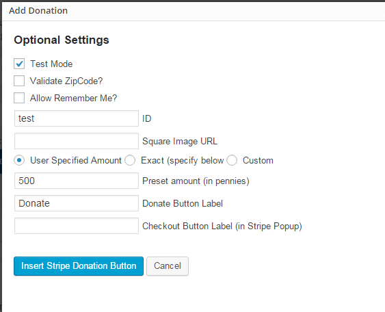 The Optional Settings for the plugin.