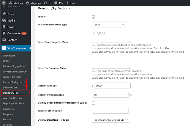 The Donation/Tip Settings in the admin section. You can enable/disable the donation system.