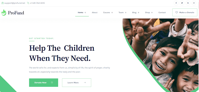 Nonprofit Fundraising & Charity WordPress Themes With Donation System | Profund