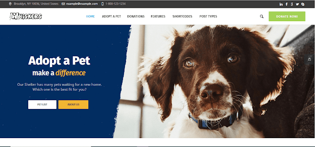 Whiskers is a beautiful, clean, fast and modern theme with 3 homepage layouts, suitable for Animal Shelter, Pet Store, Pet Care