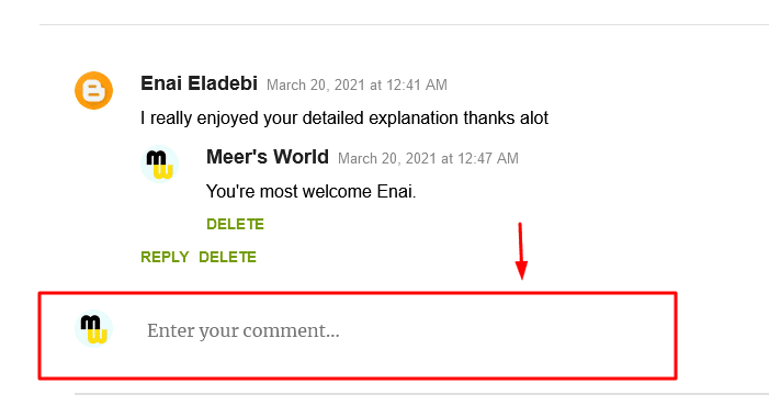 The Embedded style is the default layout for Blogger Comments Box. The box appears at the end of the page, below the existing comments.
