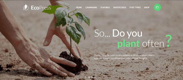 Eco Press is a clean, elegant, fast and advanced theme with a dedicated functionality for nonprofit ecology and nature websites