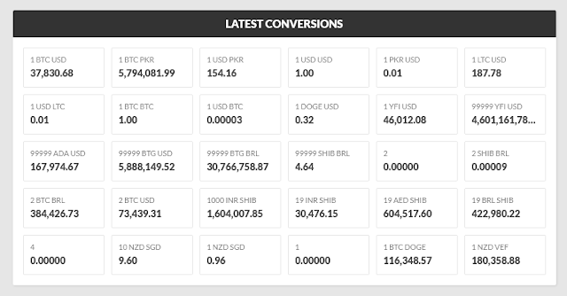 This is how the "Latest Conversion" section looks like. It displays the latest currency conversions happening around the world.