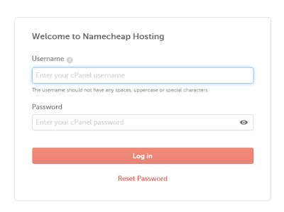 Go to Namecheap cPanel Login. Enter your Username and Password. Click on the Login button.