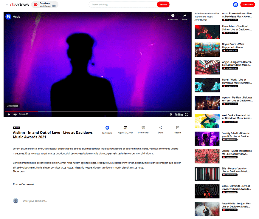 Davidews – Unique Video responsive Blogger Template 9 Davidews – Unique Video responsive Blogger Template 8