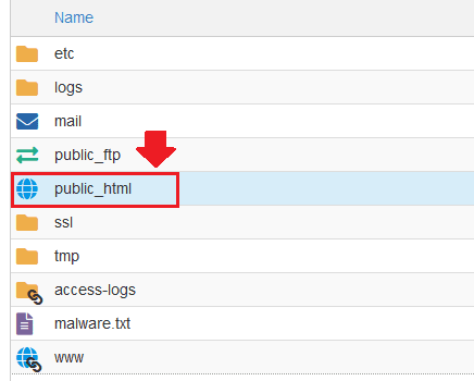 Click on the "public_html" directory.