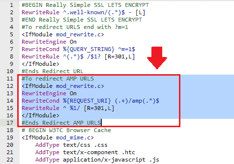 Paste these lines at top or bottom of the ".htaccess" file. Once you Paste the code Save the ".htaccess" file. 