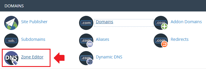 Under the DOMAINS section, click the "Zone Editor".