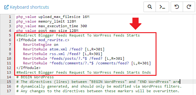 Copy the code and Paste somewhere at the top of your ".htaccess" file, as I have shown. Once you Paste the code, save your ".htaccess" file.