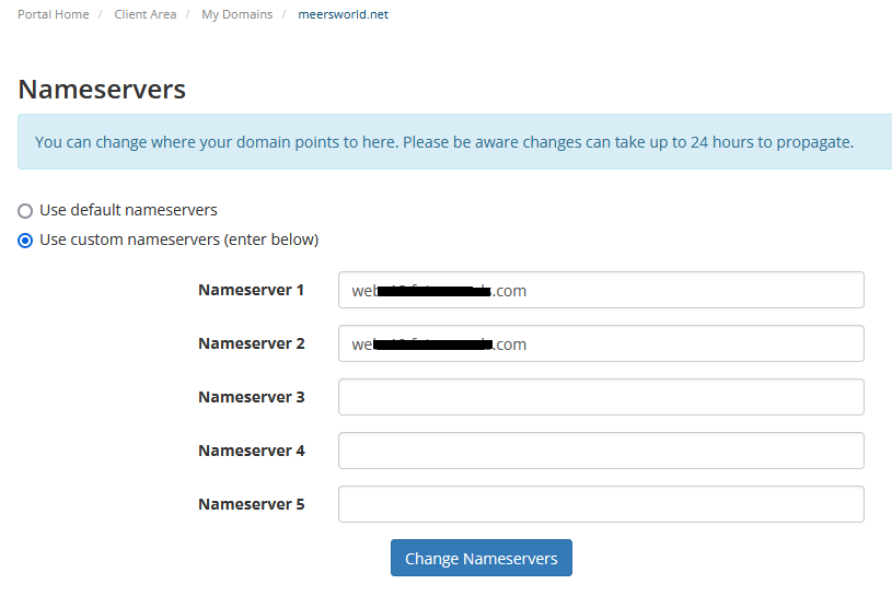 Go to Domain DNS page again, find Nameservers section and click "Manage" or "Manage Nameservers". 