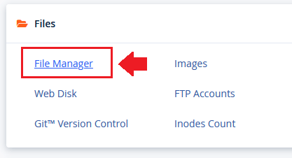 Login to your cPanel account. Click on the "File Manager" located under the "Files" section.