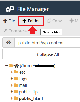 Click the "+ Folder" to create a new folder.