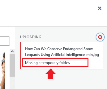 Missing a temporary folder error in WordPress