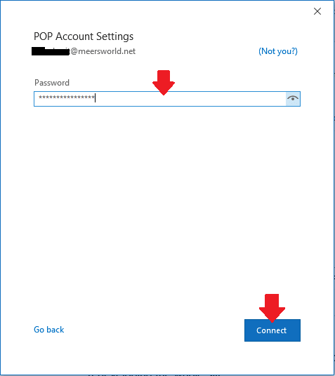 Enter the "Password" that you created for your email account. Click "Connect".