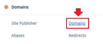Click on the "Domains" located under the Domains section. Click on the "Domains" located under the Domains section.
