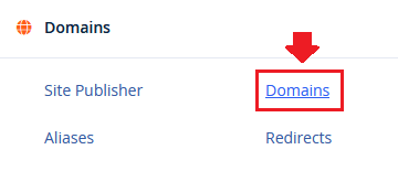 Click on the "Domains" located under the Domains section.