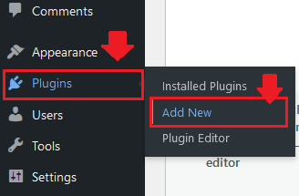 Click the "Plugins". Click the "Add New"