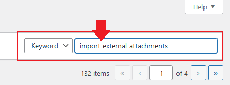 In the "Search Plugins Box" enter the "Import external attachments".