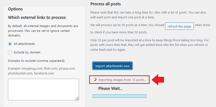 Repeat "refresh this page" process unless it shows 0 posts with external attachments