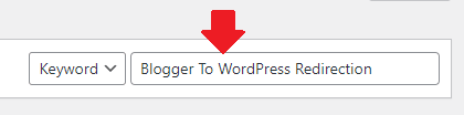 Enter "Blogger to WordPress Redirection" in the plugins Search Bar.