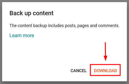 A popup will ask you to Back up content, click the "Download" to save the backup in your computer.