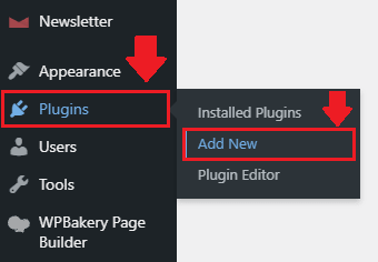 Login to your WordPress admin, if you're not already logged in. From your sidebar go to "Plugins" and click on the "Add New".