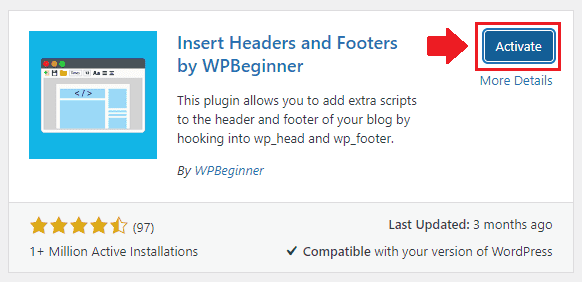 Once the plugin is installed you will see the "Activate" button instead of Install. Click on the "Activate" to activate your plugin.