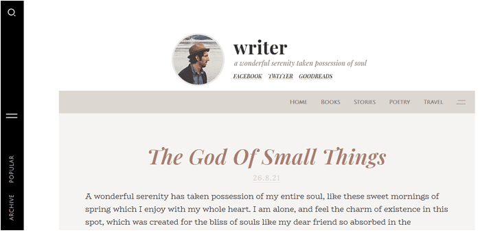 Writer Blogger template homepage