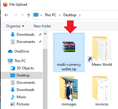 The "File Upload" window will popup. Select the Zip file from your computer and click "Open" button. 