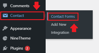 Go to Contact. Click on the Contact Forms.