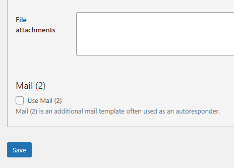 File attachments and Mail (2) features in Contact Form 7