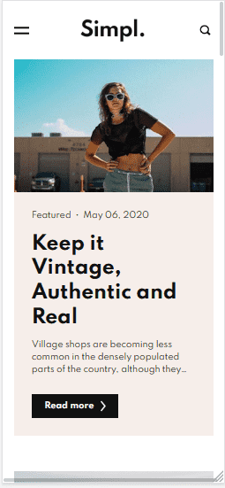 Simpl Homepage on mobile devices