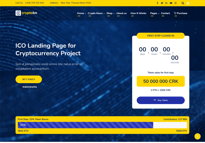 Cryptokn is a versatile and fast-performance responsive ICO WordPress theme for cryptocurrency projects website