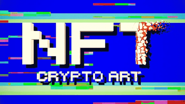 NFT Crypto Art Opener is a multi-color background glitch motion graphic. 