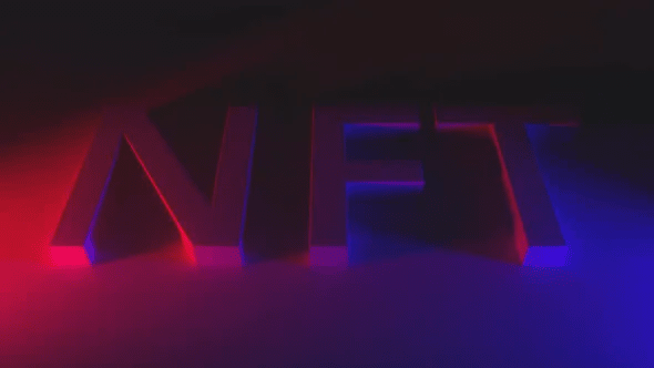 NFT Text and Color Lights shows a 3D NFT Symbol with red and blue color lights.