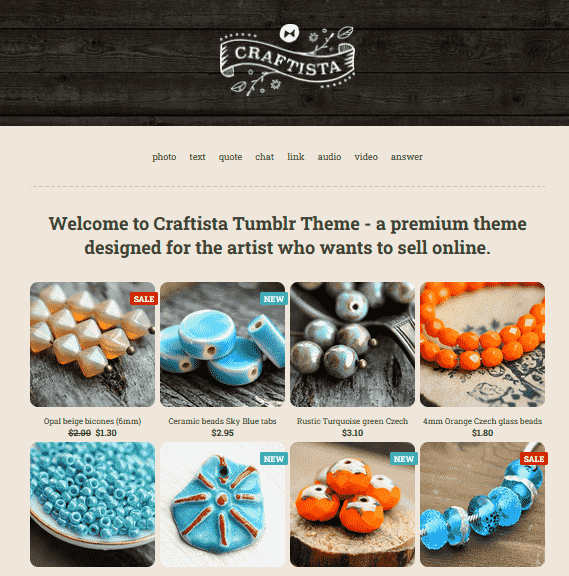 Craftista is a fast-performance, clean, and gorgeous responsive eCommerce Tumblr theme with PayPal support