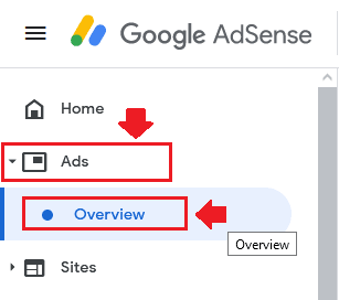 Go to "Ads" and click "Overview". 