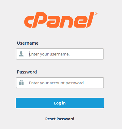 Go to your cPanel account. Enter Username & Password and click Log in.