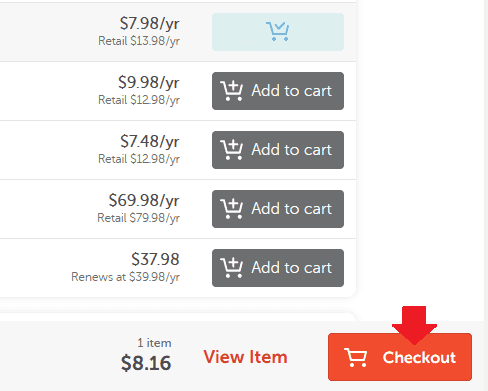 Click the "Checkout" button Click the "Checkout" button