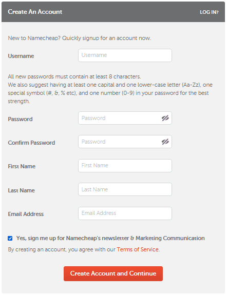 Once you fill all the fields click the "Create Account and Continue". Once you fill all the fields click the "Create Account and Continue".