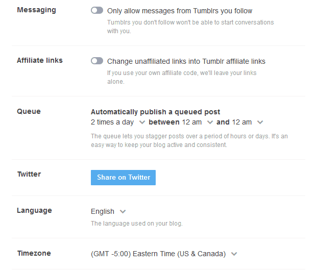 Affiliate links feature in Tumblr If you enable "Affiliate links" feature Tumblr will earn money by putting ads or affiliate links on your blog.