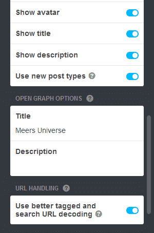 URL Handling and Open Graph options in Tumblr Use new posts types, open graphs options and URL Handling
