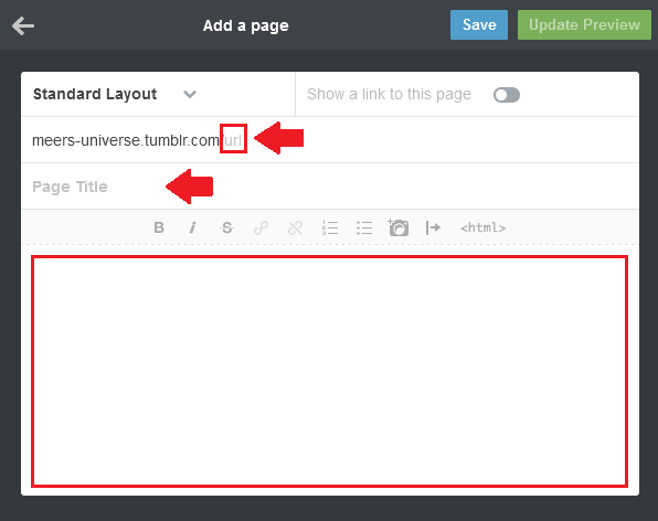 Create a Page in Tumblr Add a page in Tumblr