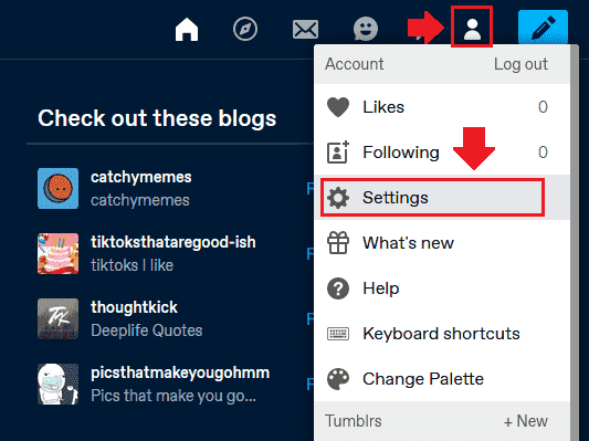 Click the "Account Icon" located at your top-right corner and Click "Settings".