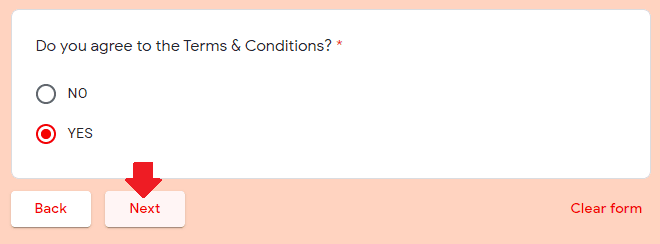 Choose "Yes" to accept the Terms and Conditions of Daraz Affiliate Program. Click on the Next button.