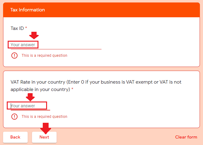 In the Tax ID enter your Tax ID number. Click on the Next button.