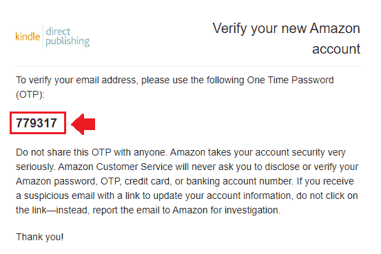 Copy the OTP code from your email account.