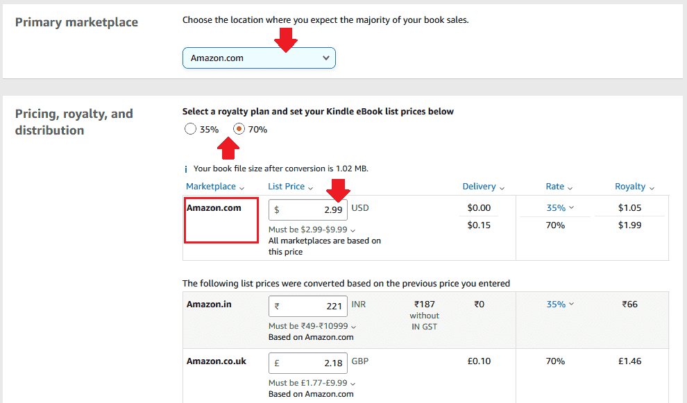 Choose Primary Marketplace and select a Royalty Plan.